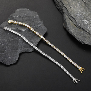 4Mm * 4mm Tennis <b>Bracelet</b>, <b>Copper</b> Micro-inlaid Zircon Single-row Chain Hip-hop Couple <b>Bracelet</b>. Tanjing Fashion Lijing Necklace - Product Image 3