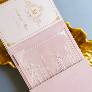 Invitation de mariage personnalisée en velours à double porte, carte de vœux personnalisée, ensemble d'invitations de mariage en trois parties - Product Image 3