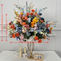 Centro de Mesa Decorativo de Flores Artificiales de 80 cm, Bola de Flores Blancas Grandes, Hechas a Mano, Realistas, de Seda, con Rosas, Orquídeas y Flores de Baby Breath