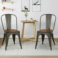 Tables et chaises de bar industrielles en fer et bois de haute qualité, avec coussins, 4 ensembles pour cuisine, restaurant, hôtel - Vente en gros