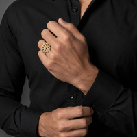 Bague Hip Hop en laiton incrustée de zircons, motif dollar creux, style mode