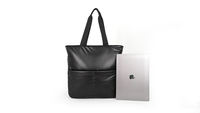 TINYAT Sac fourre-tout femme léger et moelleux Sac fourre-tout Sac bandoulière Voyage Travail Sac à main Noir Sacs à main pour femmes