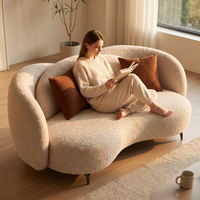 Ensemble de canapés modulaires incurvés en velours style crème, tissu bouclé, pour salon d'appartement, sans assemblage, OEM ODM