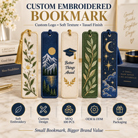 Marque-page en tissu brodé personnalisé avec logo, ruban, pour fournisseur, vente en gros, papeterie de lecture