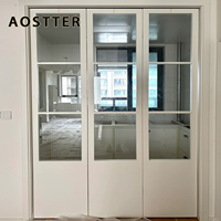 Puerta Plegable de Aluminio Extruido AOSTTER en Blanco Limpio con Doble Acristalamiento Low-E IGU y Diseño Anti-Pinch para Apartamentos de Lujo