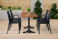 Fauteuil de salle à manger en plastique PP empilable noir design en rotin pour balcon jardin patio porche