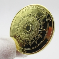 Pièce de monnaie plaquée Calendrier Maya, Souvenir Mayan Aztèque, Épingle de collection, Pièces de monnaie souvenirs Maya du Mexique, Cadeau couleur argent, Collection vintage