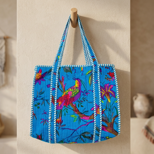 Cotton Hand Embroidery Printed Traditional Indian Handcrafted Storage Tote <b>Bags</b> <b>Large</b> Capacity - Product Image 3