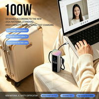 Batterie externe 100W à charge rapide 20000mAh avec câble intégré de 70 cm, écran TFT, 4 ports PD QC PPS MH878A