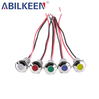 ABILKEEN Lampe de signalisation métallique 14 mm IP65 Rouge Vert Bleu 12V, voyant lumineux à montage sur panneau pour bateau marin, directement de l'usine