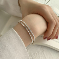 Nueva Pulsera de Moda de Lujo para Mujer, Chapada en Plata de Ley, Doble Capa, Brillante, con Cadena de Latón Plateado, Accesorios de Joyería