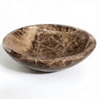 Bol à fruits en marbre naturel classique de luxe, pierre brune, travertin beige, à un seul niveau, décoration pour la cuisine et le salon, vaisselle