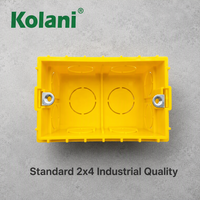 Caja de Conexiones Doble de PVC Amarillo Brillante Kolani de 2x4 Pulgadas, Caja Trasera para Montaje Empotrado y en Superficie con Tuerca Metálica Integrada
