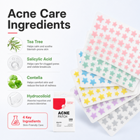 Patchs Hydrocolloïdes Anti-Acné 100% Hydrocolloïdes Marque Blanche, Transparents et Invisibles, en Forme de Cœur et d'Étoile Mignons, pour le Soin des Boutons et des Imperfections du Visage