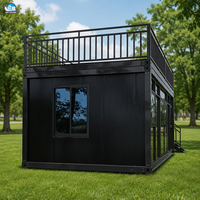 Maison préfabriquée avec mur en verre panoramique, grand balcon, fabriquée à partir de panneaux sandwich en conteneurs, maison modulaire mobile en conteneurs