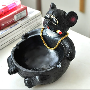 Cendrier moderne et créatif en forme de bouledogue français et d'hippopotame, motif animalier de dessin animé mignon, pour salon, tendance et personnalisé - Product Image 1