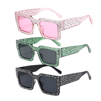 Gafas de sol cuadradas con diamantes de imitación para mujer 2026, montura gruesa con incrustaciones de diamantes, gafas de moda brillantes para fiesta, venta al por mayor
