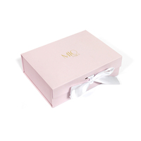 Anpassbares Logo Recycling Karton Verpackungs box Magnet klappe Faltbare Geschenk boxen Rosa Geschenk boxen mit Band verschluss