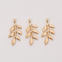 Six Leaf Sprig Charm Antique Silver Zinc Alloy Botanical Accent for Herbarium Journal Tassels