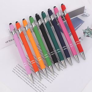 Custom Metal Aluminum Rod <b>Spray</b> Glue Press Round Ballpoint Pen UV Printing Logo Touch Screen Business Gift Stylus Pen - Product Image 5