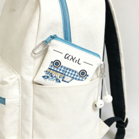 Pochette en cuir blanc en PU avec fermeture éclair et logo personnalisé