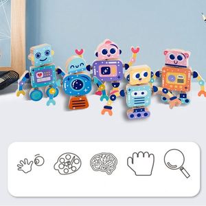 STEM Toys Fine Motor Skill Gift Boys Girls Fun 4pc Puzzle Wooden <b>Building</b> Stacking Robot <b>Set</b> - Product Image 3