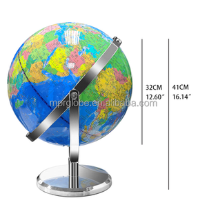 Globo del mundo político de 32cm con Base de Metal de rotación de 720 ° para la enseñanza en el aula herramienta de geografía para estudio decoración de biblioteca de oficina - Product Image 2
