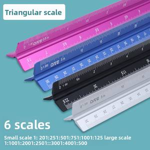 Regla de <span class=keywords><strong>escala</strong></span> de arquitecto triangular de tres filos de metal de aleación de aluminio de 30CM/12 pulgadas - Product Image 5