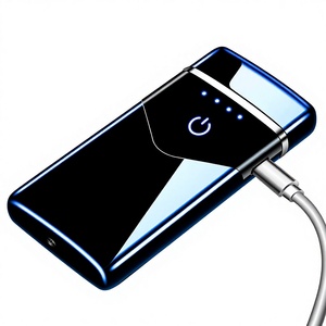 Briquet électronique USB créatif à double arc, coupe-vent, rechargeable avec induction tactile par empreinte digitale et affichage de la puissance - Product Image 4