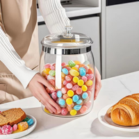 ECOBOX Bouteille scellée de céréales sucrées, noix, riz, bocal de stockage d'aliments en PET, poubelles hermétiques pour aliments en vrac, bocal à bonbons en vente