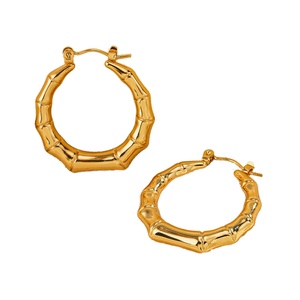 Pendientes de Acero Inoxidable con Baño de Oro de 18K, Estilo Retro, con Hebilla en Forma de U y Textura de Bambú, Joyería de Moda para Mujer, para Fiestas - Product Image 5