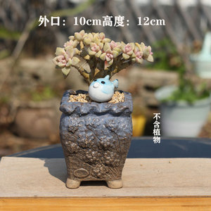 Maceta de flores de pila antigua suculenta al por mayor Maceta de cerámica en bruto mate vintage en relieve Maceta de muesca de acantilado creativa - Product Image 6