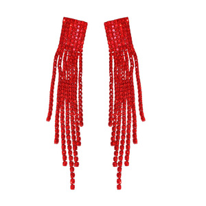 New Year <b>Red</b> Design Square Tassel Silver Pin <b>Earrings</b> for Women's Headscarves-niche Light Luxury Elegant - Product Image 5