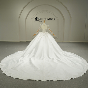 Gt26006 Precioso Vestido de Novia de Satén Estilo Princesa, Hecho a Mano con Cristales y Perlas, Cuello en V, Vestido de Novia Jancember - Product Image 5