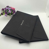 Classeur à trois volets en cuir PU noir personnalisé A4 pour reliure à anneaux couverture en cuir