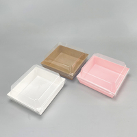 Boîtes alimentaires jetables carrées blanches de 5 pouces pour sandwichs, gâteaux, pâtisseries, charcuterie, avec couvercles transparents sécurisés