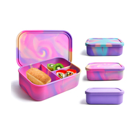 Boîte à lunch en silicone à 3 compartiments, compatible micro-ondes et lave-vaisselle, récipient alimentaire pour l'école
