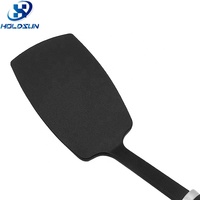 Spatule de cuisine solide en nylon, écologique, avec logo personnalisé, de qualité alimentaire, antiadhésive, noire, légère, résistante au lave-vaisselle
