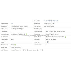 Nouveau Kyocera 3.5 pouces 240*320 Module d'affichage écran LCD T-51963GD035J-MLW-AJN panneau LCD TFT vente en gros - Product Image 3