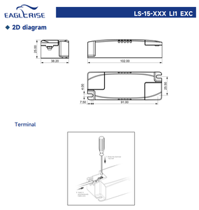 ไดรเวอร์ LED กระแสคงที่แบบแยกส่วน Eaglerise LS-15-350 LI1 EXC 15W 350mA 27-42V AC220-240Vac ค่า PF สูง - Product Image 4