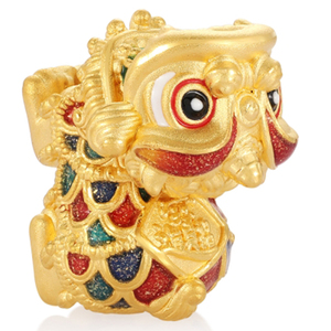 Accesorio de León con cuentas de oro macizo de 24 quilates para pulseras, accesorios y componentes de joyería Happy Lion de 1,7g de gama alta - Product Image 3