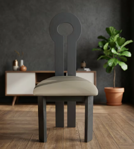 Chaise de salle à manger moderne en bois de chêne massif avec trou de serrure |   Chaise de salle à manger pour hôtel et restaurant, rembourrée, avec pieds coniques - Product Image 4