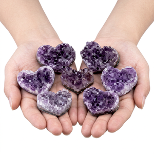 Amethyst Heart Druzy <b>Cluster</b> Purple <b>Crystal</b> Geode Polished Stone Home Decor Meditation Reiki Healing Gift - Product Image 1