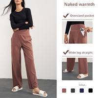 Xsunwing Pantalon large Pantalon de yoga pour la danse Pantalon de survêtement décontracté taille haute Pantalon ample à jambe droite avec poches WAD1612