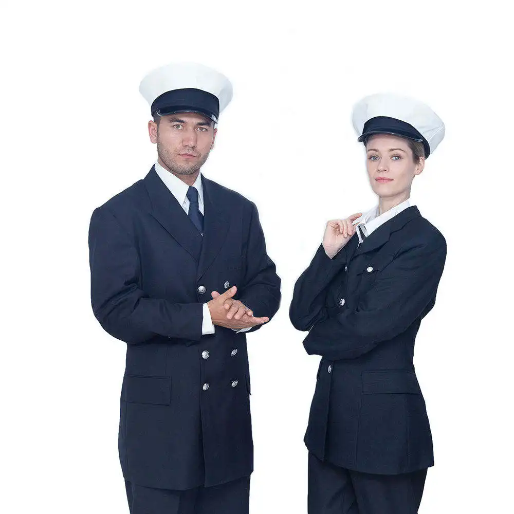 Camicia da pilota di linea da uomo uniforme di sicurezza blu Navy Set uniforme da pattuglia
