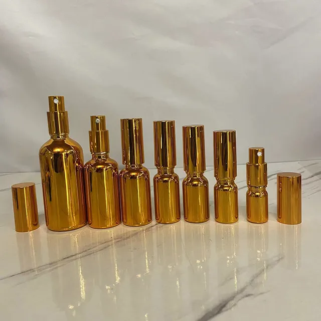 Hengjian 5ml 10ml 15ml 20ml 30ml 50ml 100ml bottiglia d'oro placcata UV flacone di vetro cosmetico flacone di profumo spray di lusso