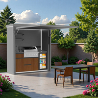 Factory Direct Compact Luxury Outdoor Kitchen with Mini Fridge Sink BBQ Grill for Small Villa Patio