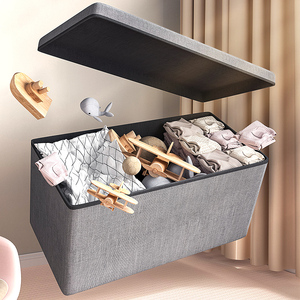 Uso Doméstico Multifuncional Tecido Dobrável Armazenamento Otomano Banco - Product Image 6