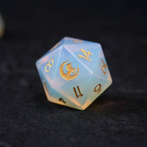 Fatto a mano D20 poliedrico RPG su misura inciso Logo <span class=keywords><strong>luna</strong></span> 16mm perle <span class=keywords><strong>di</strong></span> pietre preziose naturali per D & D giochi da tavolo COC Stone Metal - Product Image 5