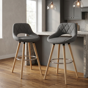 Factory Wholesale Modern Fabric Light Luxury Style <b>High</b> Back Lounge Counter <b>Chairs</b> Bar-Stool Swivel Height Adjustable Metal Legs - Product Image 3